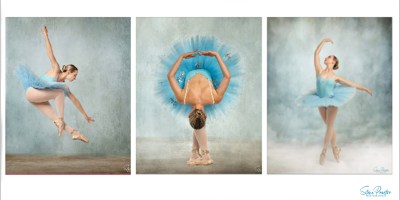 Anna Volynets ballerina in blue tutu in artistic poses with textures
